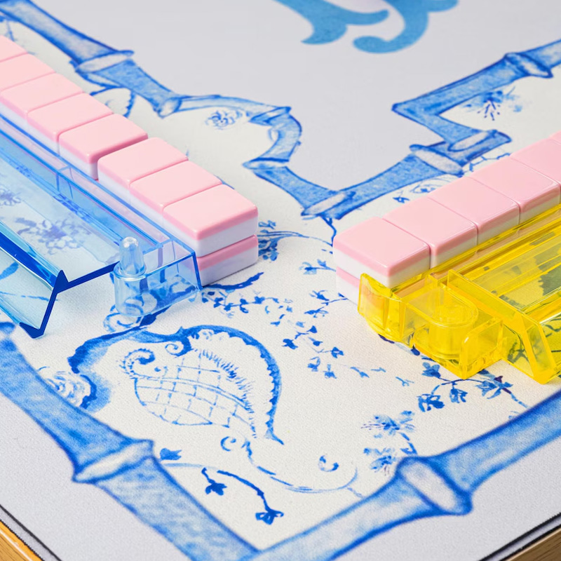 Personalized Blue Pattern Custom Name Waterproof Non Slip Elegant Table Protector Gift Mahjong Mat