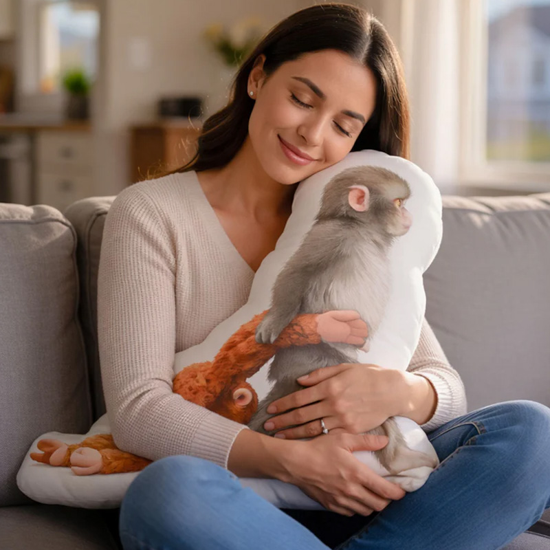 Punch Monkey with Toy Soft Plush Decorative Gift for Home Sofa Punch Monkey Pillow Gifts for Emotional Comfort