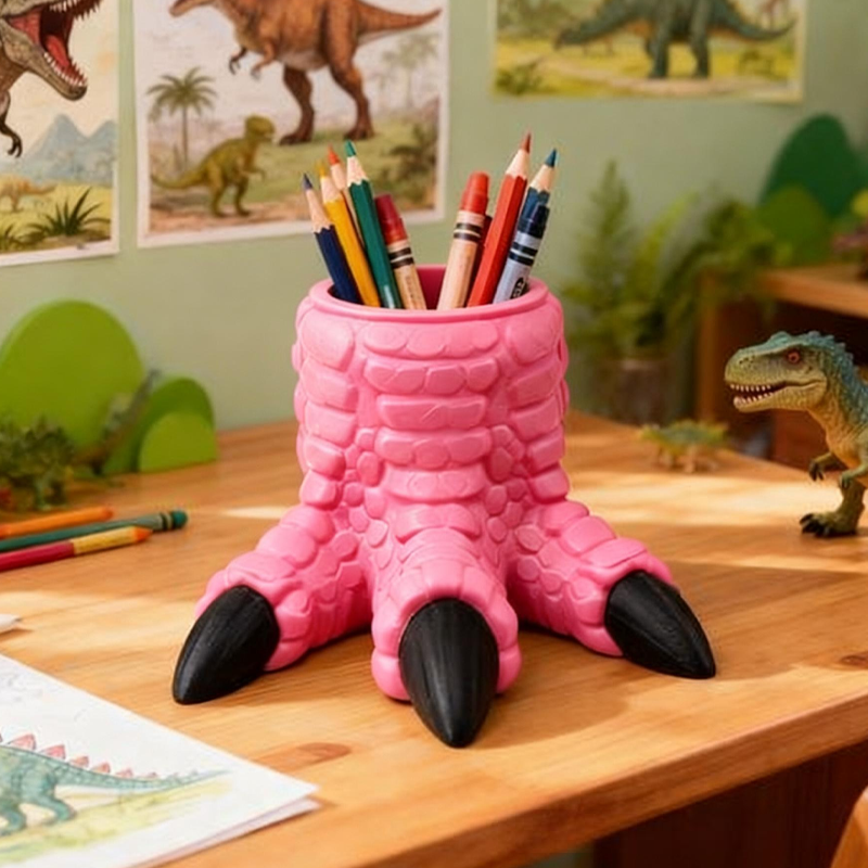 Dinosaur Claw Pencil Holder Green Dino Foot Desk Organizer Birthday Gift for Kids Kids Room Decor 