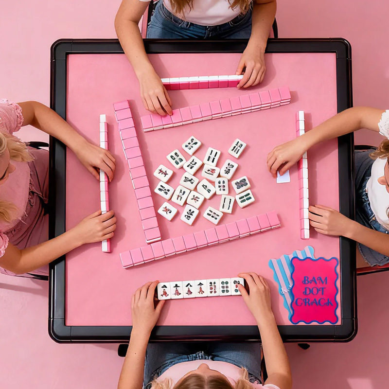 Personalized 3D-Printed Striped Design Scalloped Edge Mahjong Tile Mixer with Name Mahjong Game Night Birthday Gift for Mahjong Enthusiasts