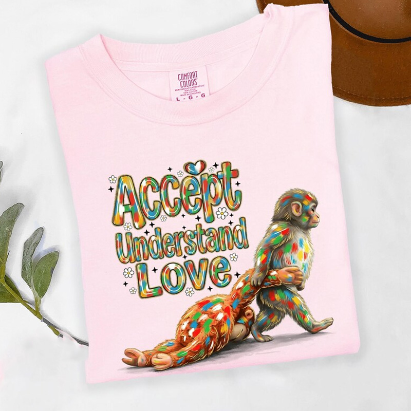 Autism Accept Understand Love Shirt Punch Monkey Awareness Shirt Autism Mom Dad Support Gift