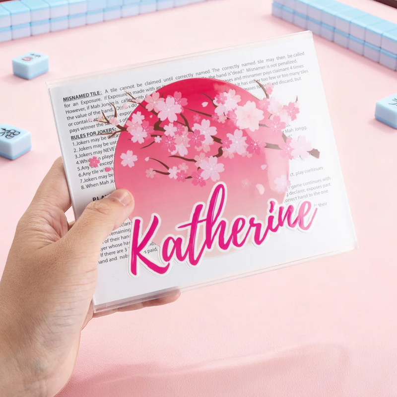 Personalized Bow Tie NMJL Mahjong Tri-Fold Card Holder with Name Family Game Birthday Gift for Mahjong Enthusiasts