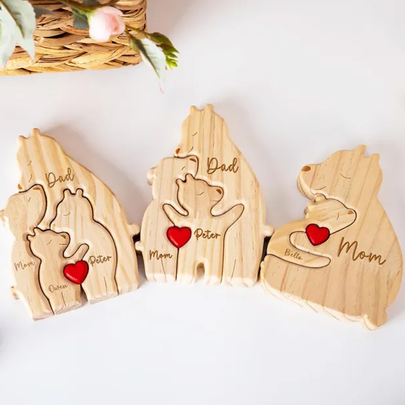 Personalized Wooden Mom and Baby Bear Puzzle Family Home Decor New Mom Gifts Daughters First Mothers Day Gift