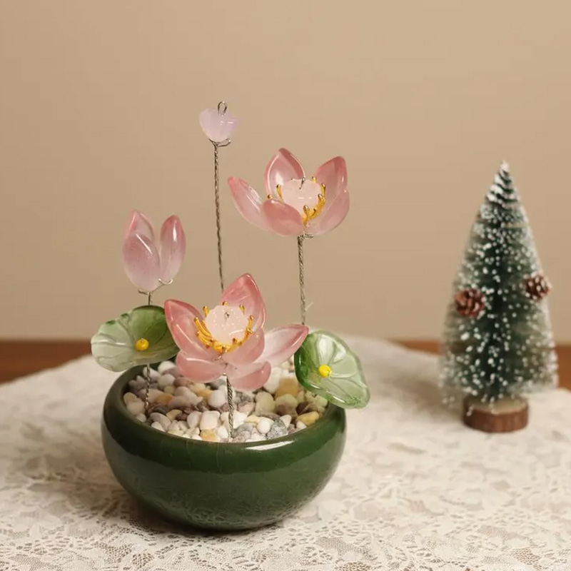 Personalized Purple Elegant Bloom Serenity Home Tabletop Decorative Gift for Loved Ones Crystal Rose Flower Ornament Mother's Day Gift