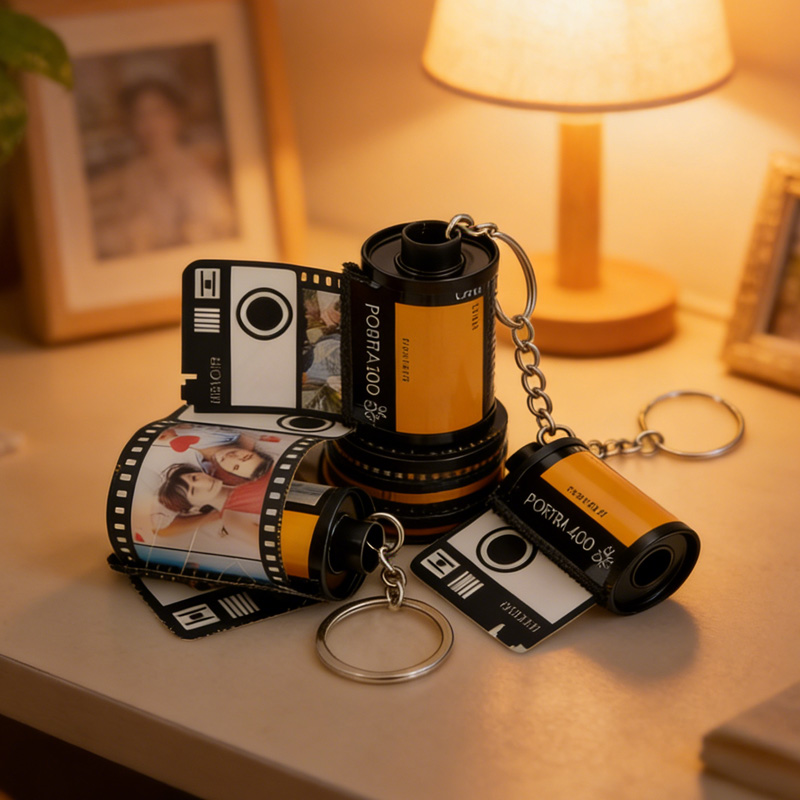 Personalized Custom Memory Gift For Family Anniversary Unique Retro Style Photos Keychain Film Roll Mother's Day Gift