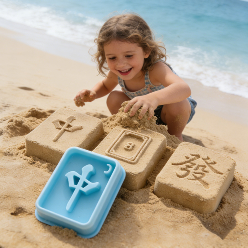 Personalized Mahjong Beach Toy Creative Outdoor Family Fun Gift Educational Playset Sand Mold