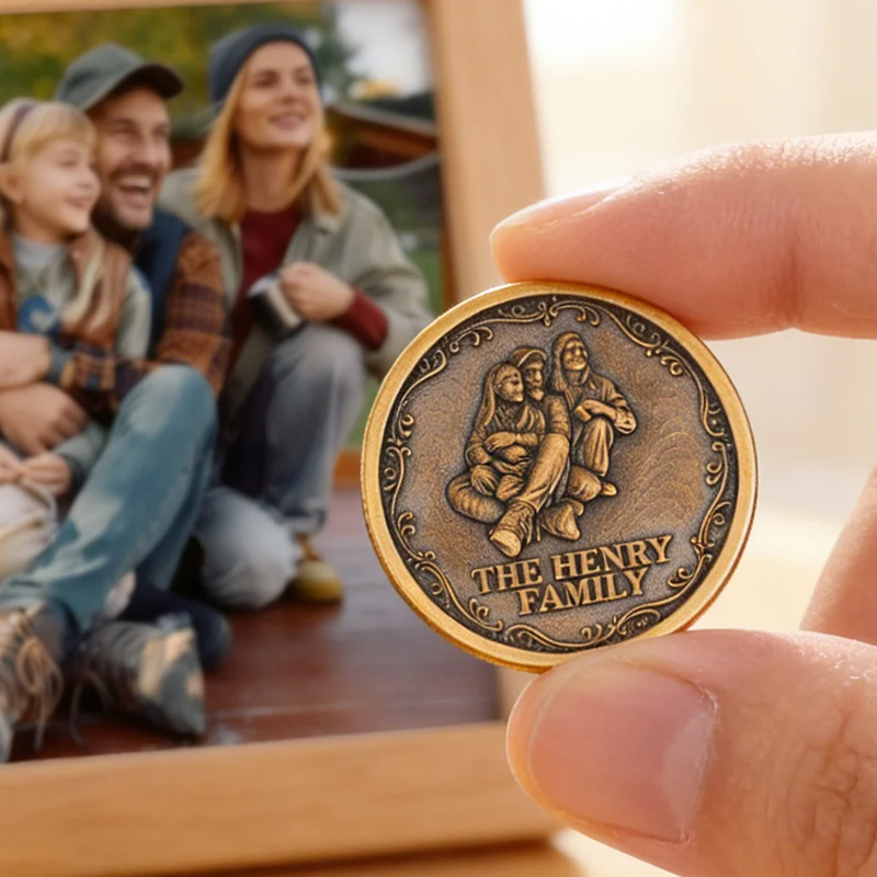 Personalized Family Photo Retro Commemorative Coin with Text Birthday Anniversary Daily Use Gift for Family