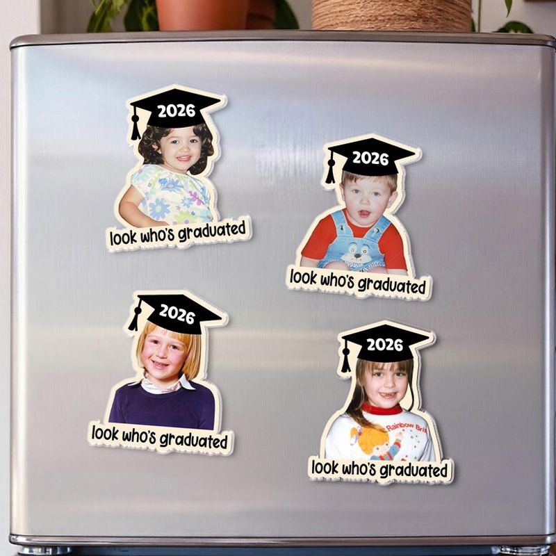 Personalized Look Who's Graduated Acrylic Magnet Custom Photo Senior Fridge Magnet Graduation Gifts Graduated Photo Acrylic Kitchen Decor