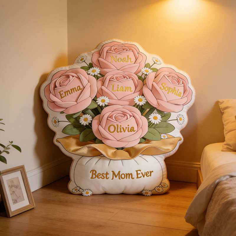 Personalized Rose Flower Best Mom Ever Gift Mothers Day Home Decor Cozy Cushion 3D Print Pillow Mother's Day Gift