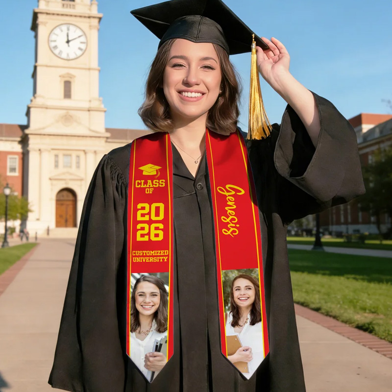 Personalized Multicolor Photo Graduation Sash with Name School and Year Graduation Gift for Class of 2026 Graduates