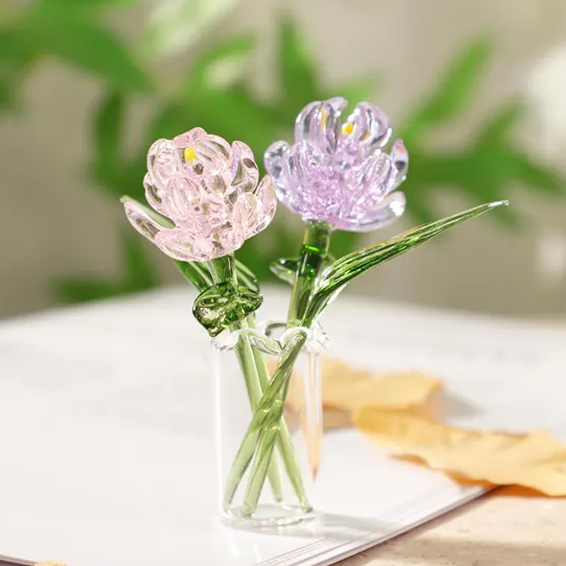 Glass Birth Month Flower Handmade Glass Flower Bouquet Gift Eternal Bloom Home Office Decoration Friendship Keepsake Mother's Day Gift