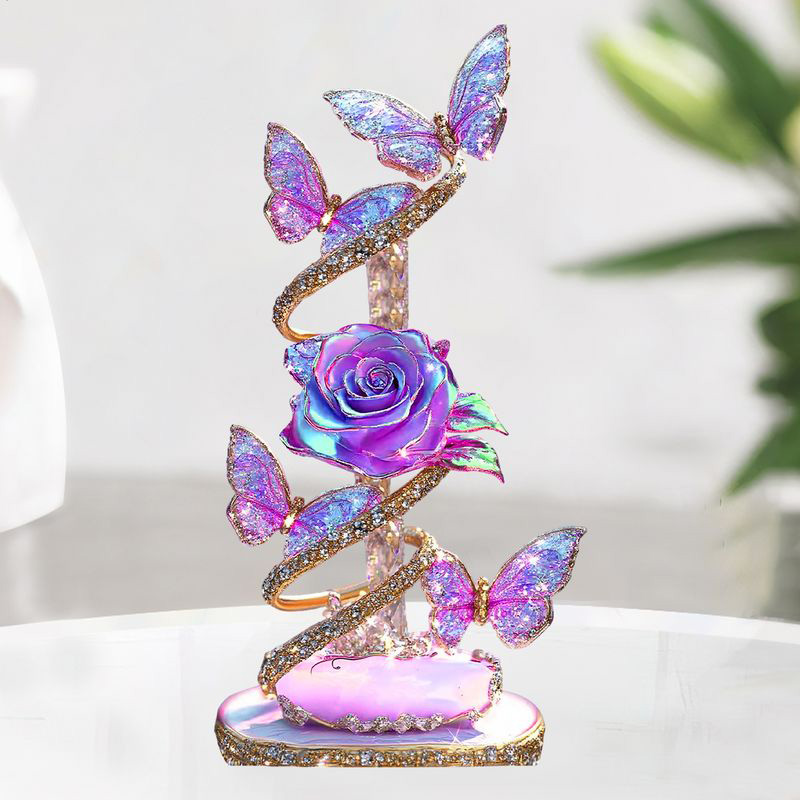 Personalized Colorful Rose Flower Butterfly Light Gift with Names for Mom Birthday Anniversary Personalized Mother Custom Shaped Acrylic Plaque