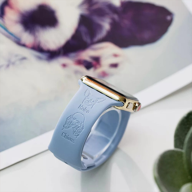 Personalized Engraved Pet Print Watch Band with Pet Name Gift for Dog Lovers Apple Watch Strap Pet Mom Gift