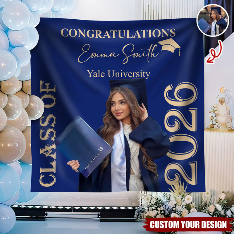 Personalized Photo Congratulations Class Of 2026 Backdrop For Graduation's Day