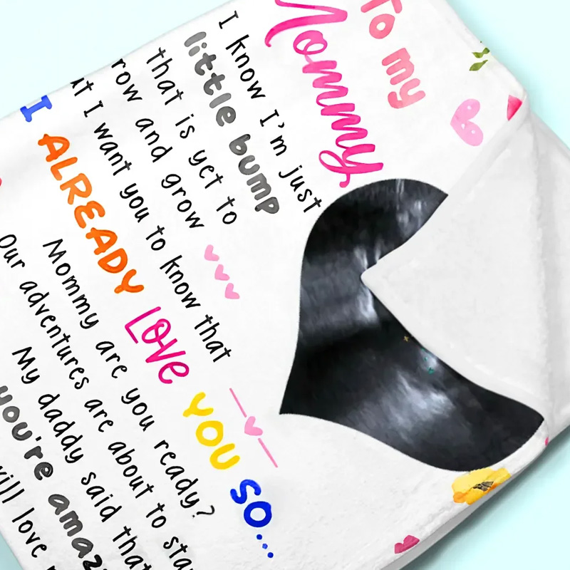Personalized Ultrasound Photo Baby Announcement Gift Heartfelt Message Pregnancy Reveal Mothers Day Blanket