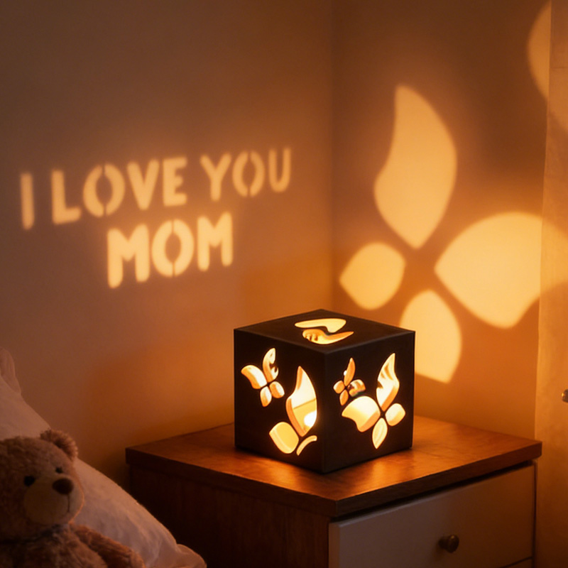Personalized I Love You Mom Shadow Light Gift For Mothers Day Romantic Butterfly Cutout Home Decor Unique Lantern Centerpiece