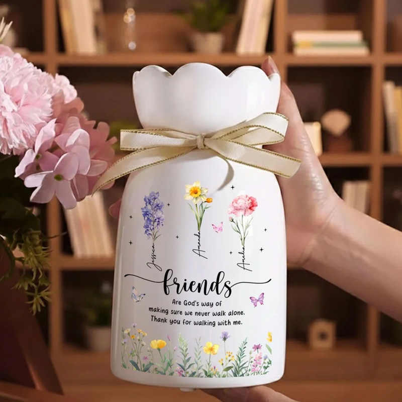 Personalized Best Friends Flower Vase Besties Birth Month Ceramic Flower Vase Soul Sisters Gift BFF Friendship Decor Gifts