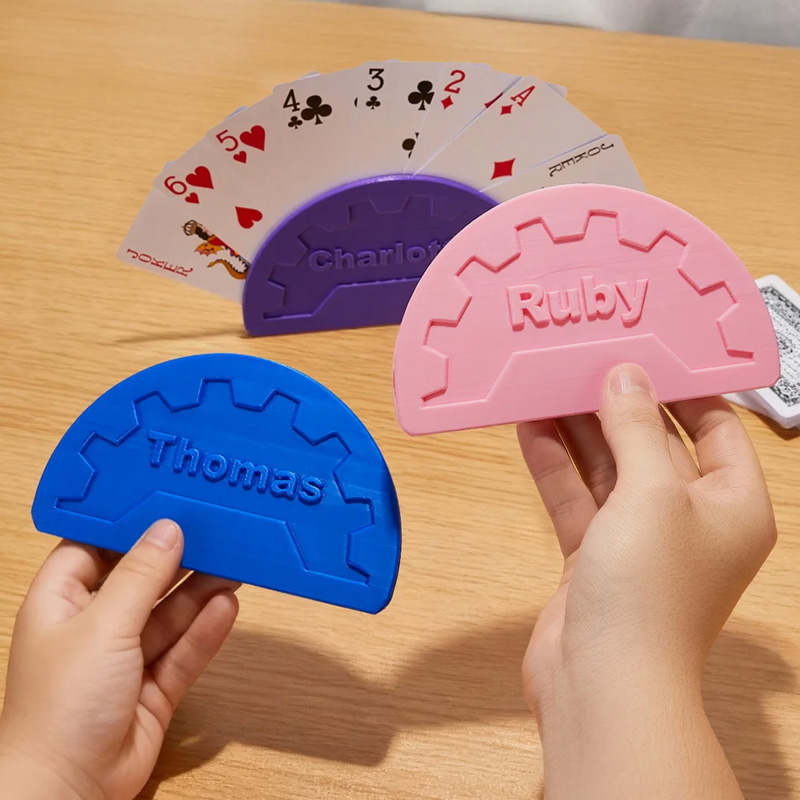 Personalized 3D Printed Convenient Multicolor Small Hands Card Holder with Name Family Game Birthday Gift for Children Card Lovers