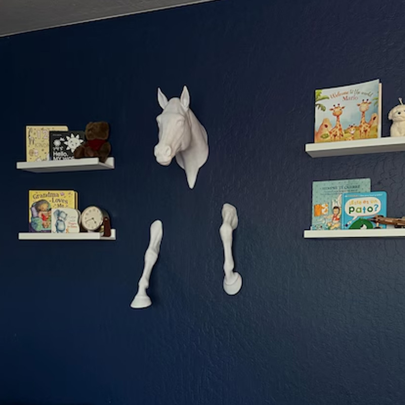 3D Printed Black Horse Head and Legs Wall Art Sculpture Creative Home Decor Gift Unique Gift for Horse Lovers