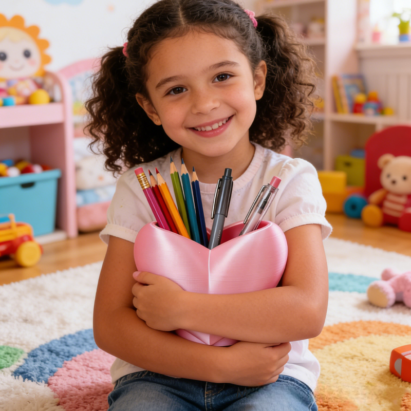 Cute Heart Pen Holder Storage Makeup Brush Holder Birthday Gift for Kids Kids Room Decor