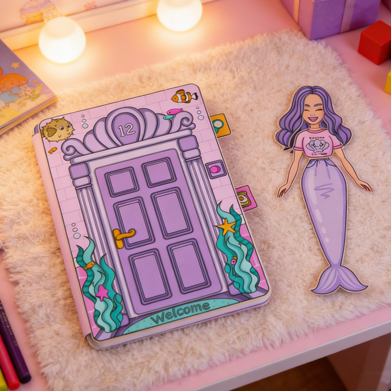 Creative Magical Undersea Mermaid Door Story Book Toy for Kids Imaginative Craft Gift Paper Play Set
