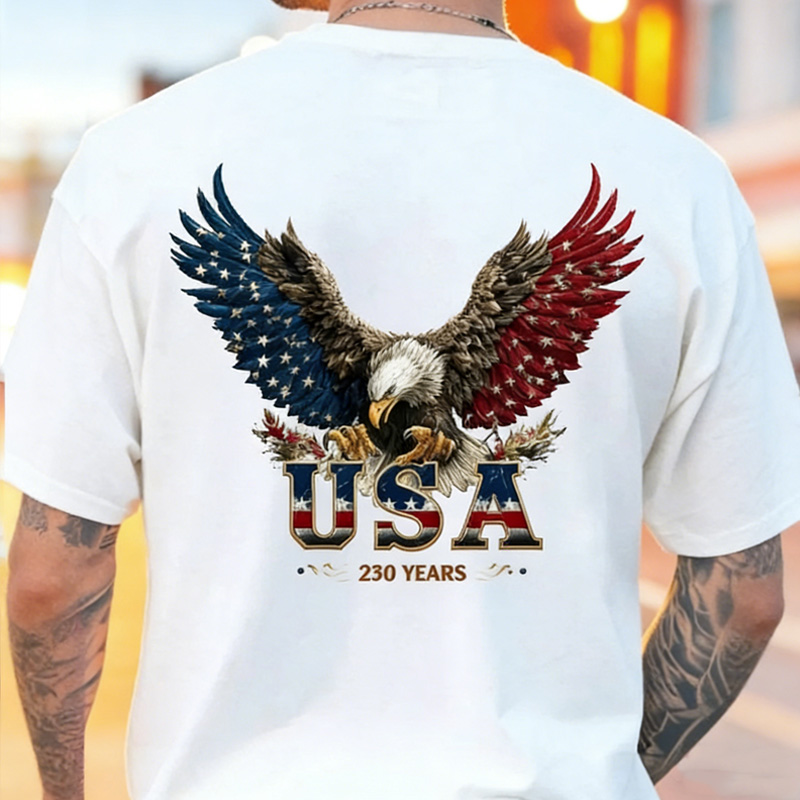 Vintage American Eagle USA Flag Graphic Patriotic Freedom Spirit Casual Independence Celebration T Shirt