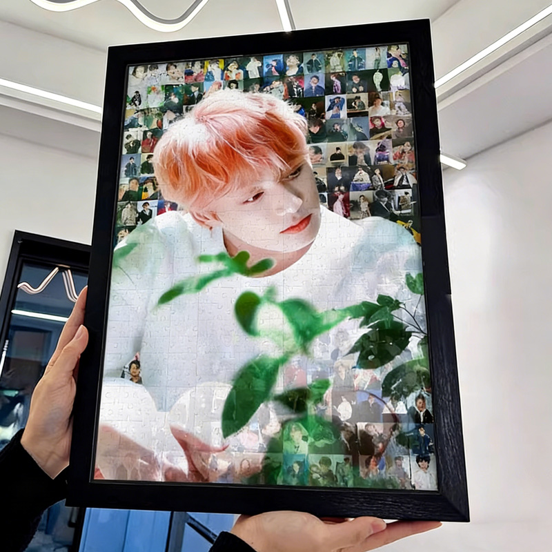  Kpop Collage Unique Wall Art Puzzle Handmade Creative Gift Home Decoration Aesthetic Puzzle with Picture Frame