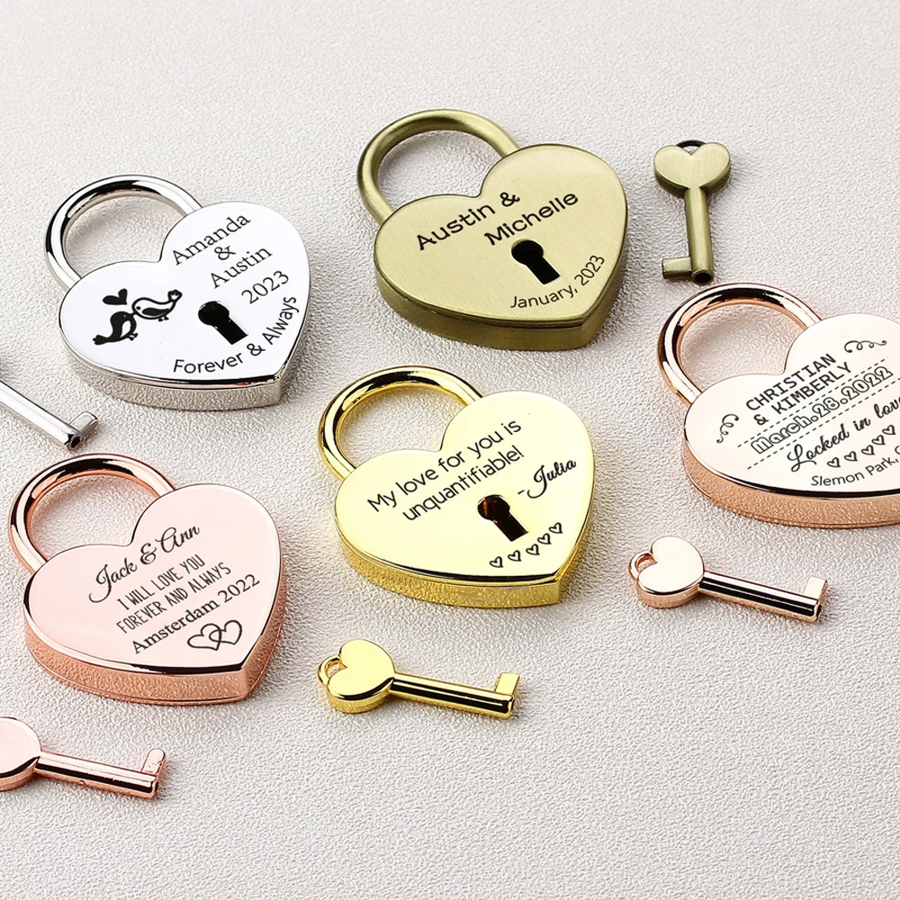 Personalized Engraved Heart Shaped Padlock Personalized Couple Love Lock With Key For Anniversary Valentines Day Wedding Gifts