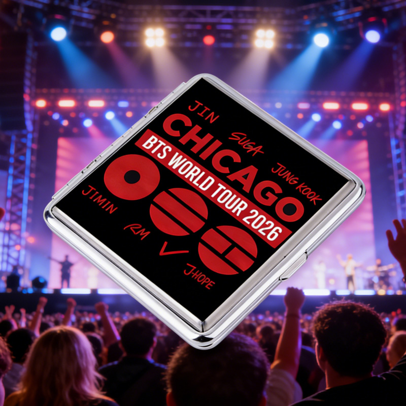 Personalized City K-Pop World Tour 2026 Kpop Inspired Red Lettering Art Collectible Metal Fan Gift Cigarette Case