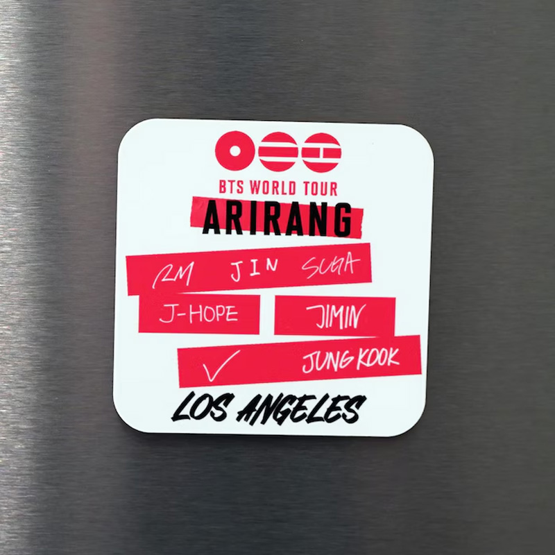  Personalized City World Tour Kpop Inspired Red Lettering Logo Art Collectible K-Pop Fan Gift Refrigerator Magnets