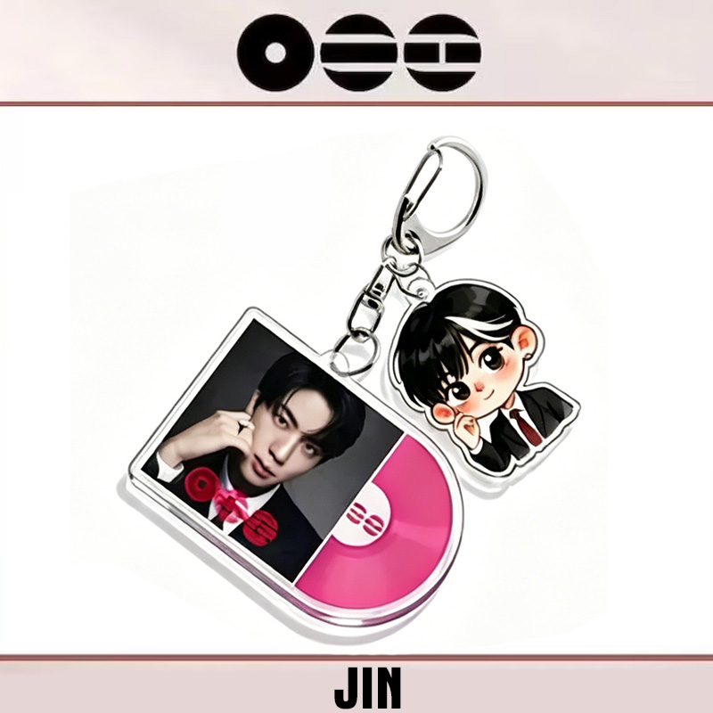 Kpop Inspired Album Disc Photo Card Cartoon Charm Collectible Music Lovers Accessory Gift Keychain