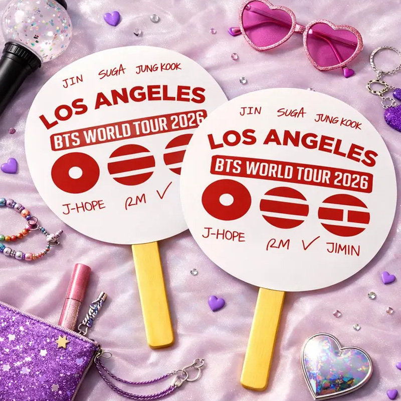 Personalized K-pop Inspired World Tour 2026 Custom City Name Concert Souvenir Round Handheld Decorative Fan