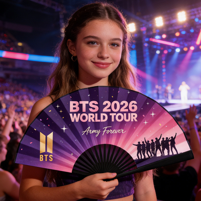 Kpop 2026 World Tour Army Forever Concert Souvenir Handheld Folding Fan
