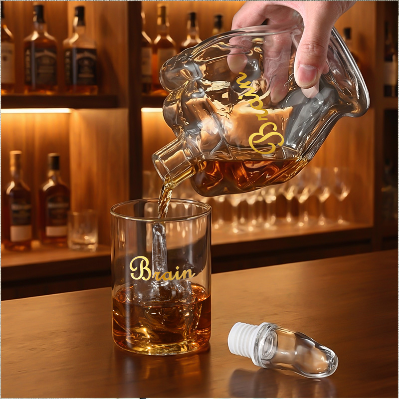 Personalized Name Middle Finger Decanter & Whiskey Glasses Decanter Set Bachelor Party Favors Funny Gift for Men