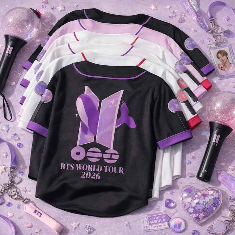 K-Pop Concert Fan Matching Aesthetic Glow Lightstick Inspired Stylish Outfit Baseball Jersey