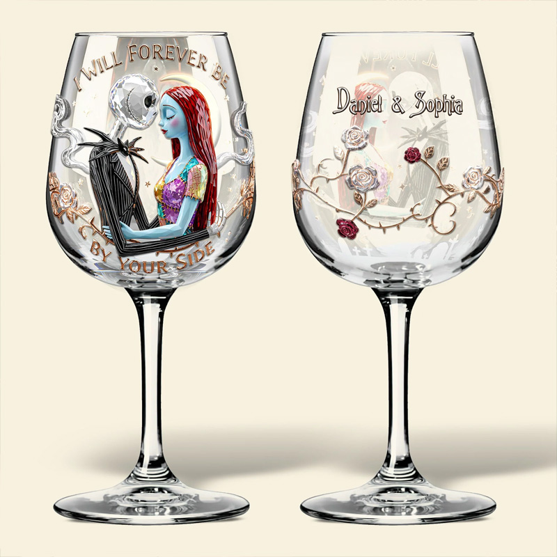 Personalized Couple Photo Custom Name Romantic Anniversary Celebration Keepsake Red Wine Glass