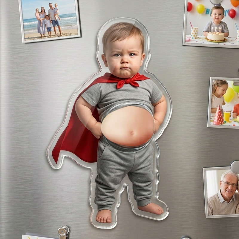 Personalized Funny Big Belly Caricature Custom Photo Cartoon Family Fridge Decoration Comic Portrait Magnet