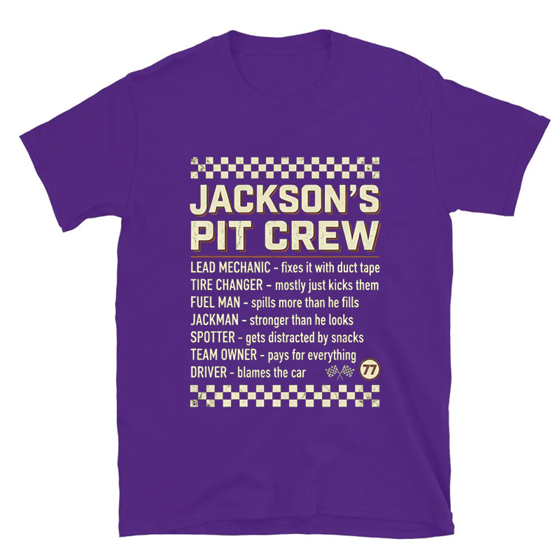 Personalized Pit Crew Racing T-Shirt, Funny Race Team Gift for Motorsport Fans Dad