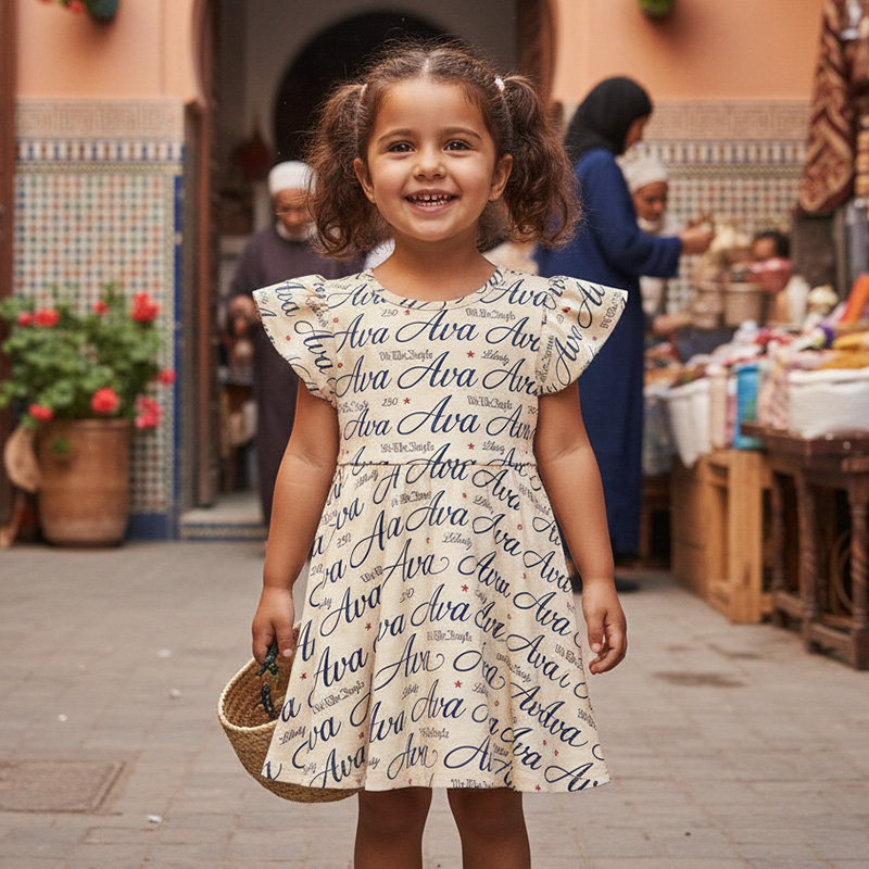 Personalized Cursive Name Script Patriotic We The People Liberty Stars Independence Day Celebration All Over Print Coquette Ruffle Dress