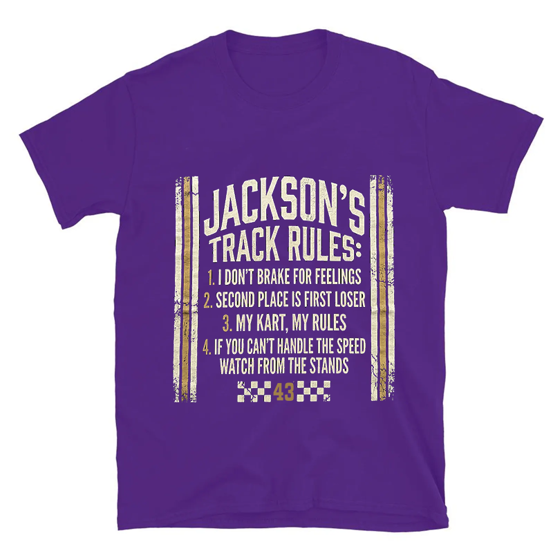 Personalized Track Rules Go-Kart Racing Vintage Distressed Graphic Unisex Cotton T-Shirt