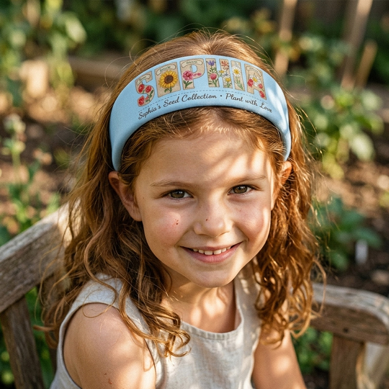 Personalized Autumn Floral Name Kids Headband Woodland Fall Themed Sof