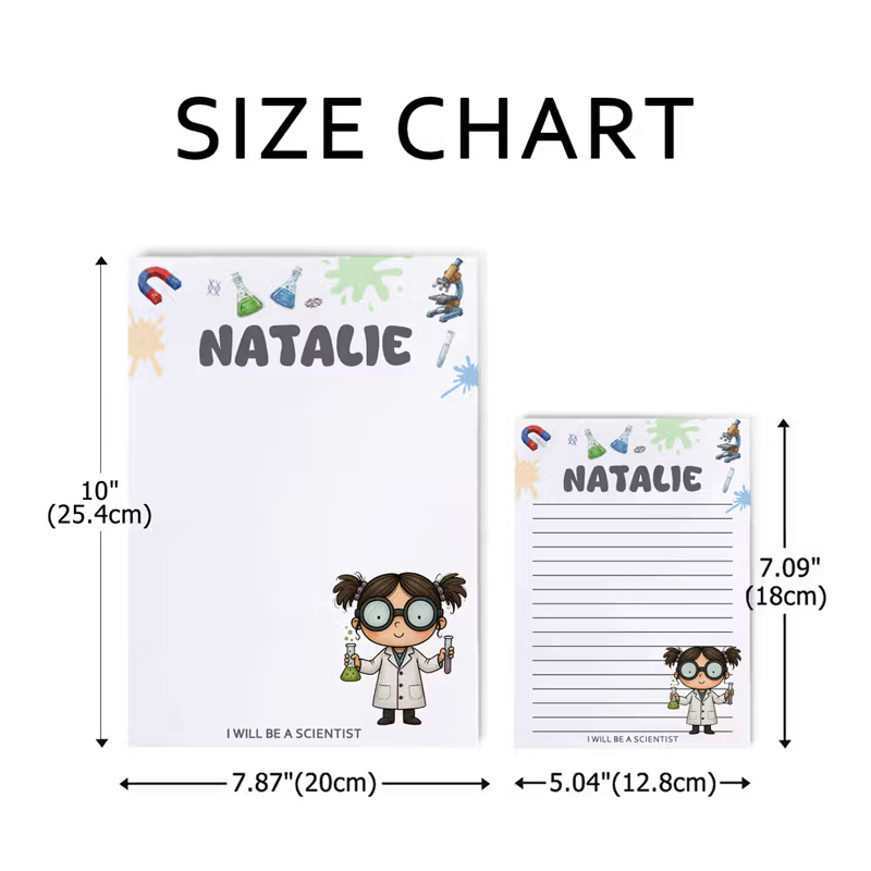 Personalized Kid Career Character Notepad with 50 Pages and Name Daily Use Back to School Birthday Gift for Kids Students Sticky Note