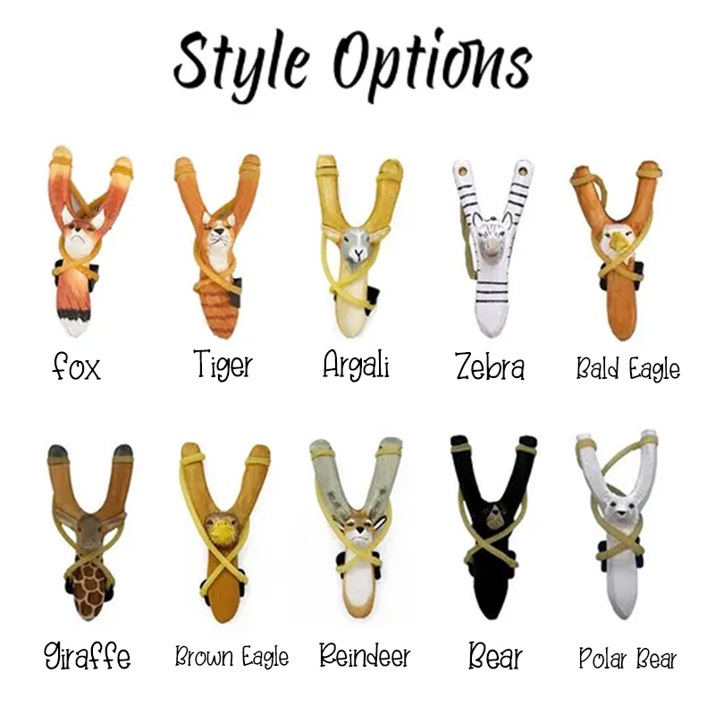 Personalized Handmade Animal Wooden Slingshot Hand-Painted Toy Log Slingshot Gift for Kid
