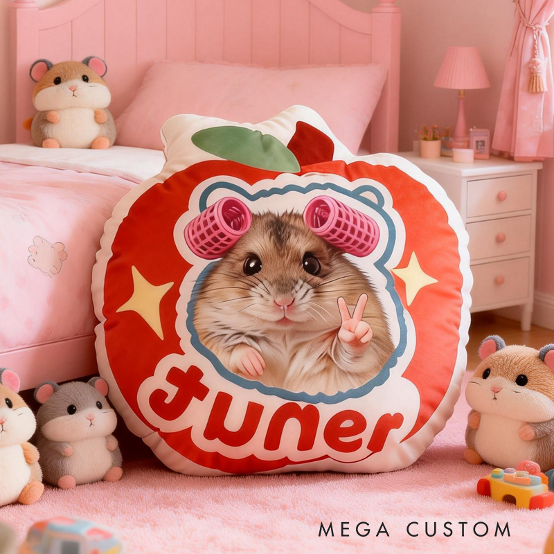 Personalized Cute Cartoon Apple Pillow Baby Animals Nursery Decor Cute Animals Cushion Toddler Gift 