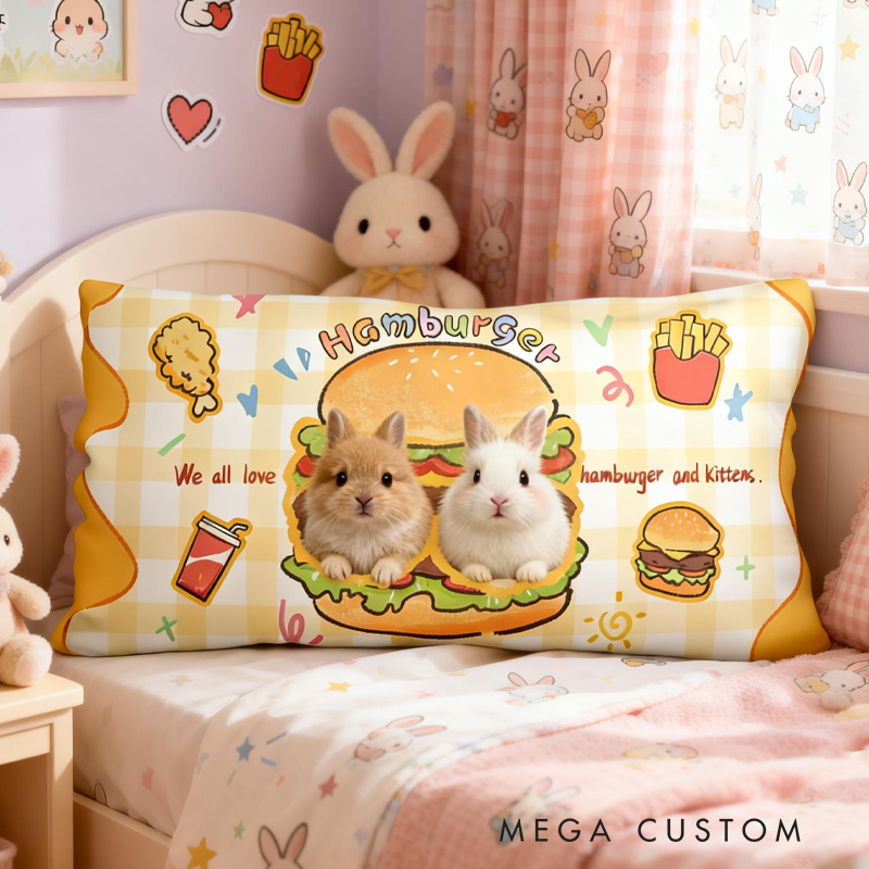 Personalized Cute Cartoon Hamburger Fried Chicken Pillow Baby Animals Nursery Decor Easter Gifts Toddler Gift 