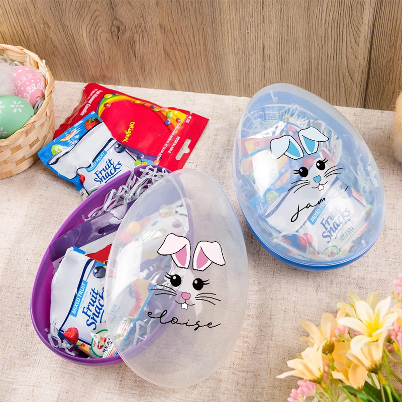 Personalized Cute Bunny Expression Ears Easter Egg with Name Easter Hunting Birthday Party Gift for Kids