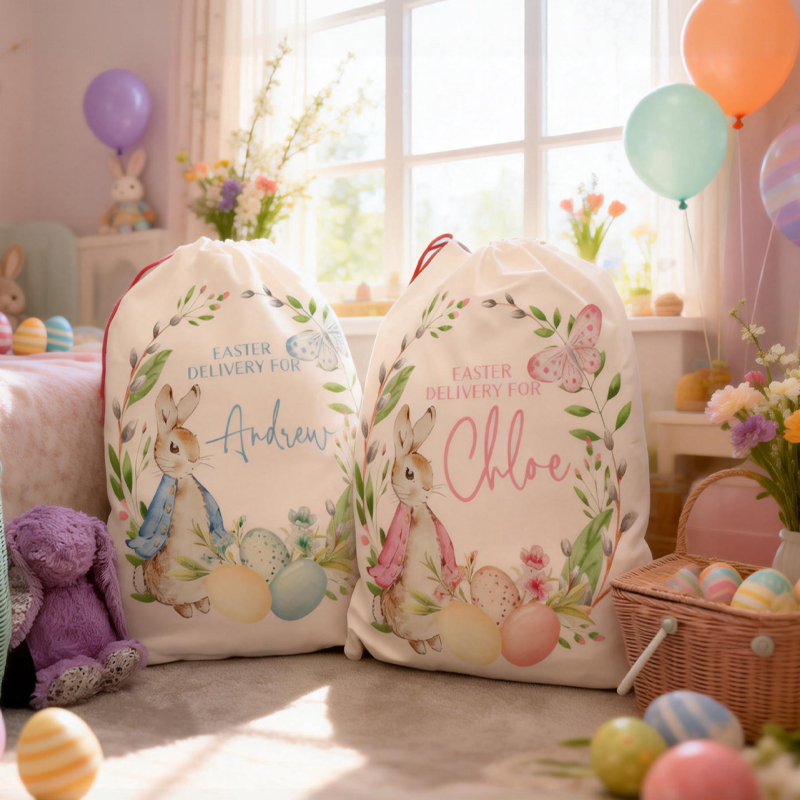Personalized Easter Basket Personalized Easter Sack for Easter Easter Egg Hunts Bunny Baskets for Kids Bag Boys Girls Easter Gifts Bunny Sack