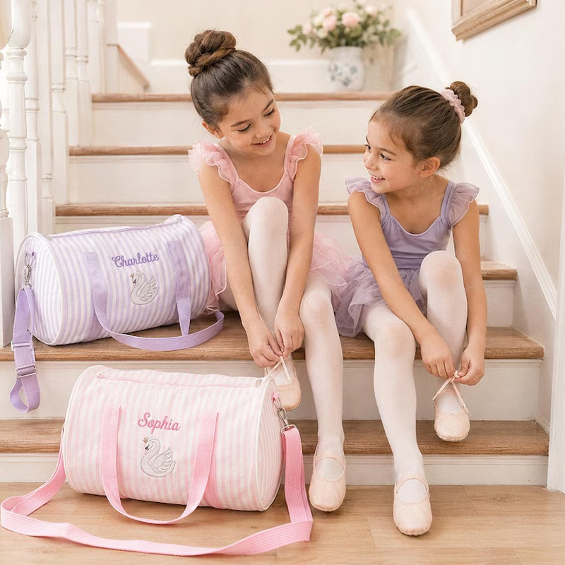 Personalized Embroidery Design Quilted Kids Overnight Duffel Shoulder Tote Weekender Dance Gym Bag