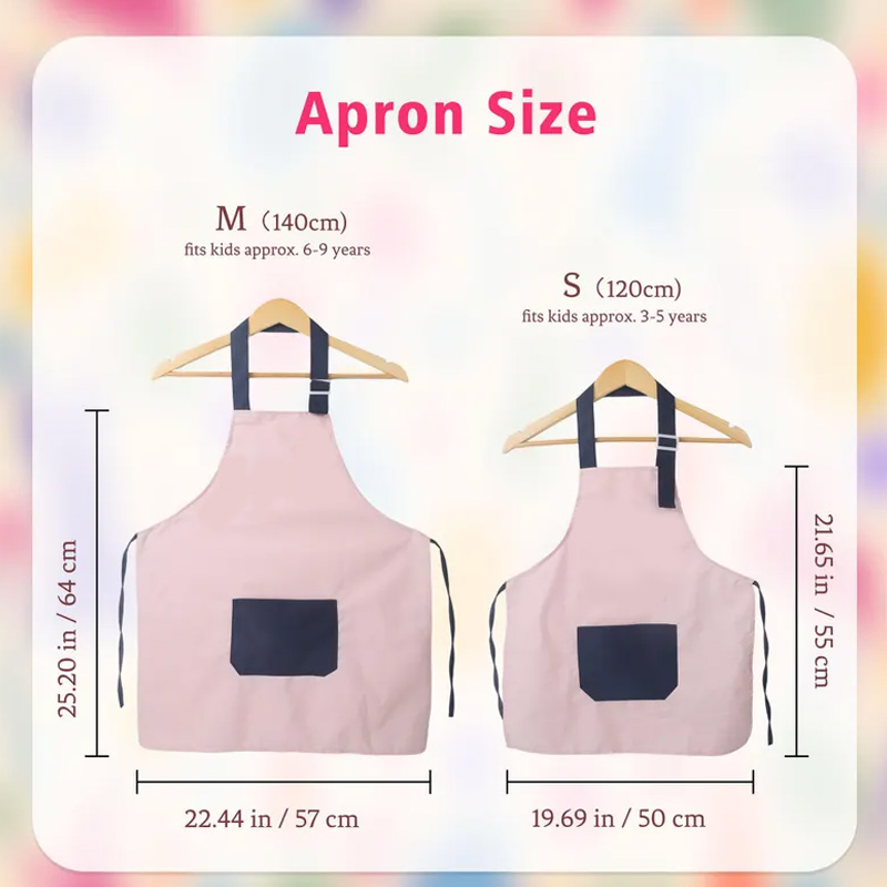 Personalized Kids Themed Color Block Design Adjustable Cooking Baking Art Craft Apron With Name