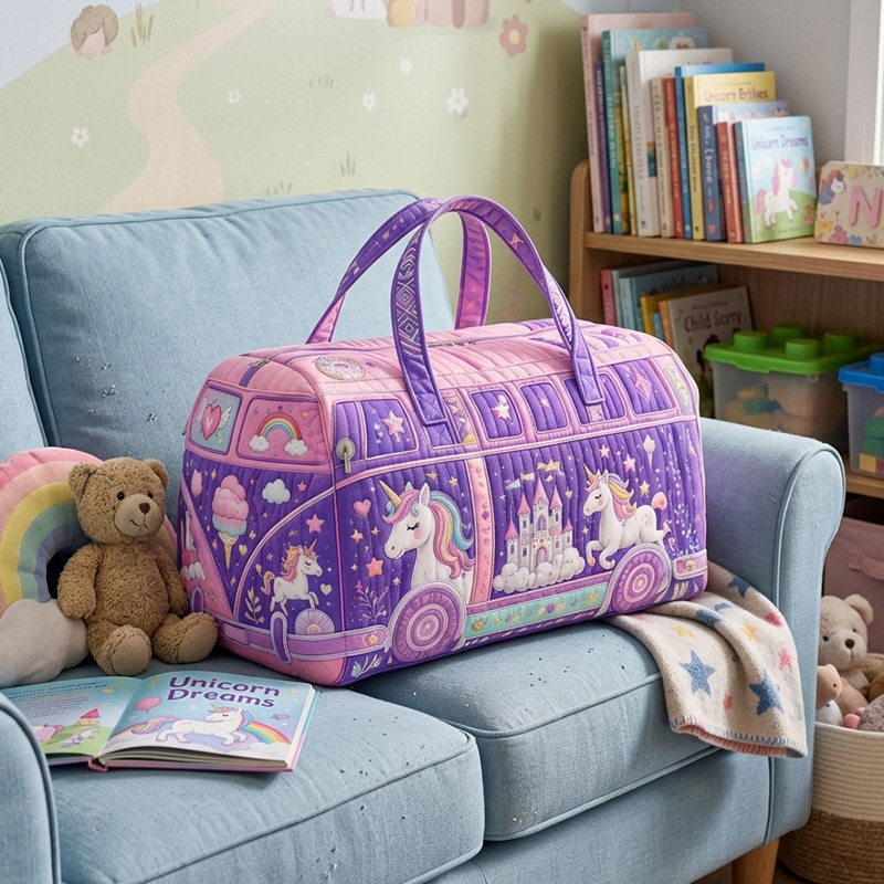 Personalized Rainbow Horse Travel Duffel Bag Large Capacity Overnight Tote For Kids Sleepovers School Trips